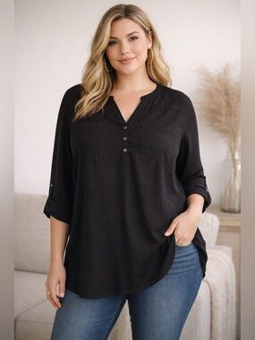 Torrid Harper Black Blouse Tunic Size M